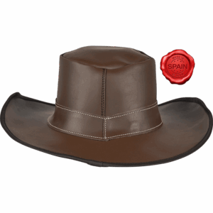 Leather Wide Brim Hat - Brown