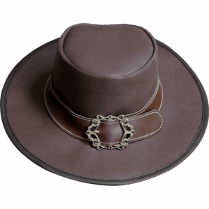 Leather Wide Brim Hat - Brown
