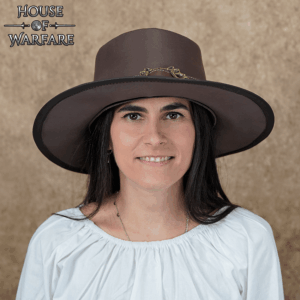 Leather Wide Brim Hat - Brown