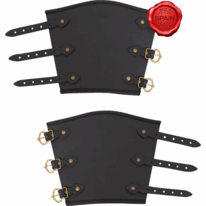 Handcrafted Medieval Leather Bracers - Black