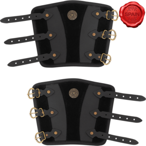 Viking Knot Leather Bracers - Black
