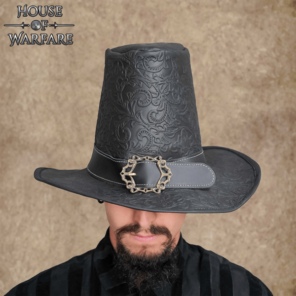 The Dark Witcher Embossed Leather Hat - Black