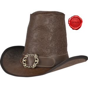 The Dark Witcher Embossed Leather Hat - Brown