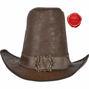 The Dark Witcher Embossed Leather Hat - Brown