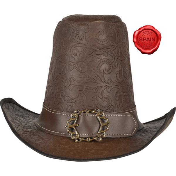 The Dark Witcher Embossed Leather Hat - Brown