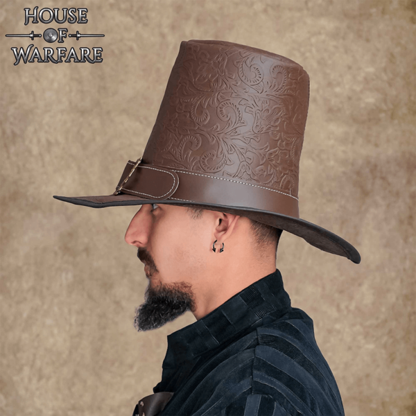 The Dark Witcher Embossed Leather Hat - Brown