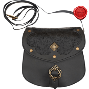 Medieval Fantasy Ranger Leather Shoulder Bag - Black