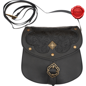 Medieval Fantasy Ranger Leather Shoulder Bag - Black