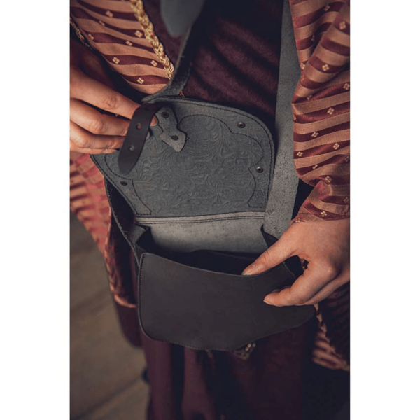 Medieval Fantasy Ranger Leather Shoulder Bag - Black