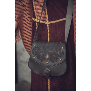 Medieval Fantasy Ranger Leather Shoulder Bag - Black