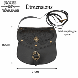 Medieval Fantasy Ranger Leather Shoulder Bag - Black