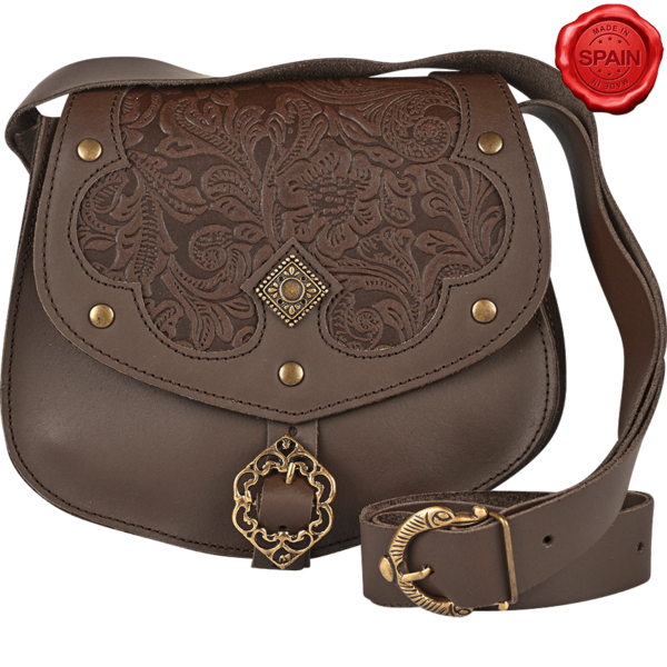 Medieval Fantasy Ranger Leather Shoulder Bag - Brown