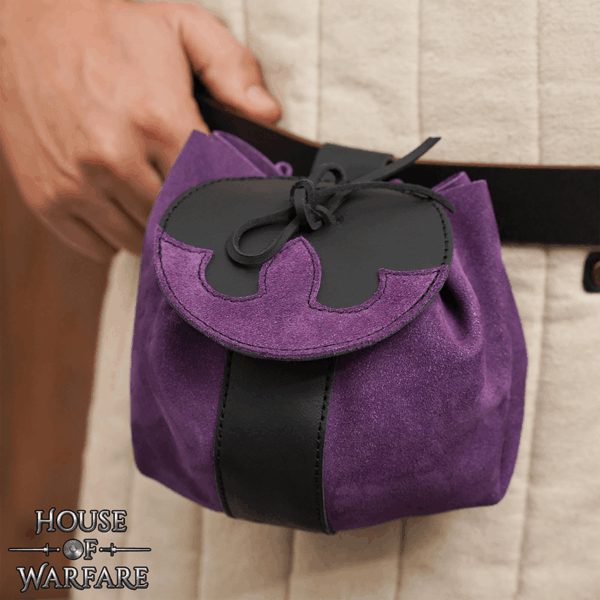 Fantasy Barbarian Suede Leather Belt Bag - Purple