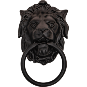 Medieval Lion Iron Door Knocker - Black