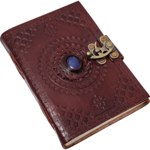 Embossed Leather Journal with Blue Stone