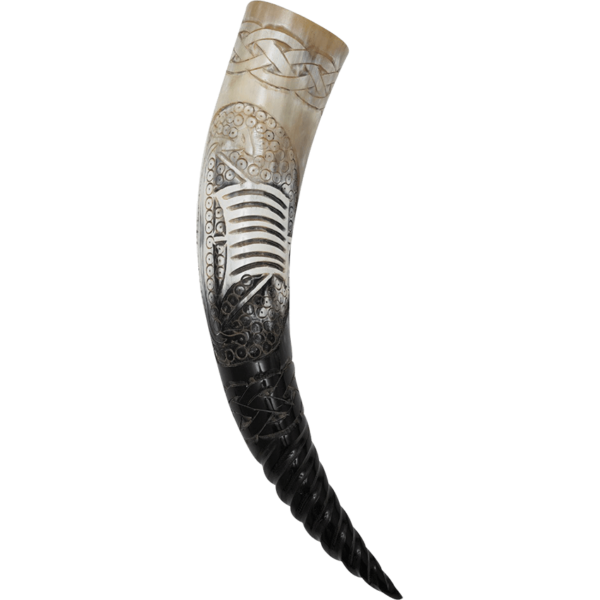 Viking Ship Drakkar Genuine Drinking Horn