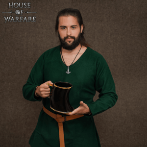 Viking Horn Tankard with Brass Rim