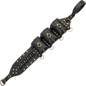 Triple Pouch Leather Belt with Glass Vials - Black