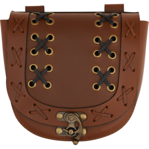 Laced Leather Medieval Belt Bag - Brown