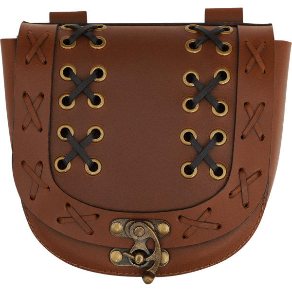 Laced Leather Medieval Belt Bag - Brown