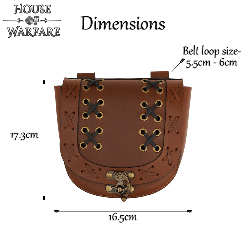 Small Laced Leather Pouch - HW-701482 - LARP Distribution