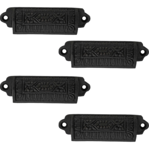 Cast Iron Rectangular Cup Style Cabinet Pulls - Set of 4