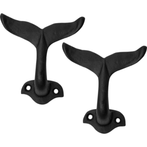 Nautical Whale Tail Wall Hooks - Set of 2