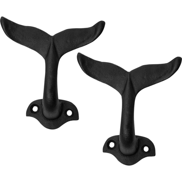 Nautical Whale Tail Wall Hooks - Set of 2