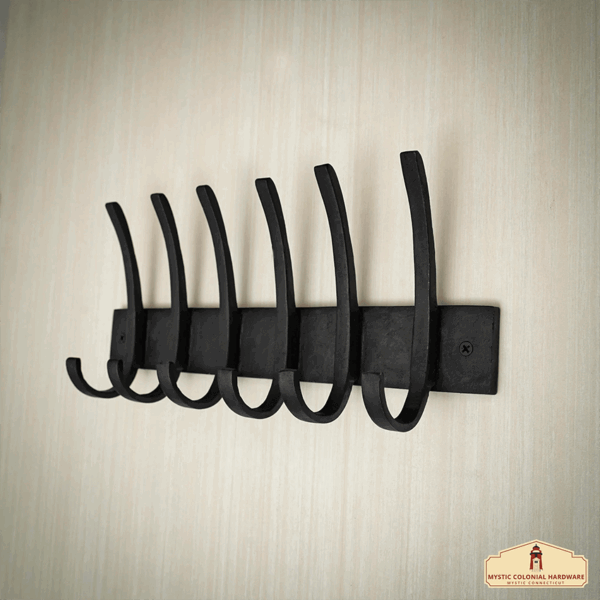 Wall Mounted 6 Hook Iron Rack