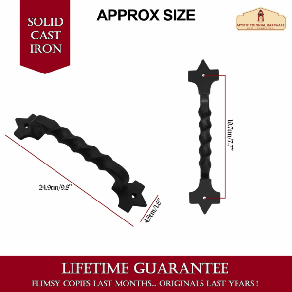 Black Cast Iron Pull Handle - 10 Inch