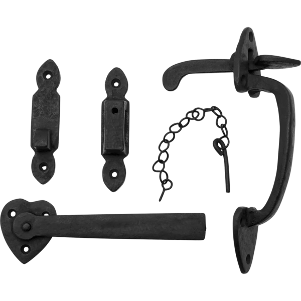 Black Iron Heart Locking Door Latch