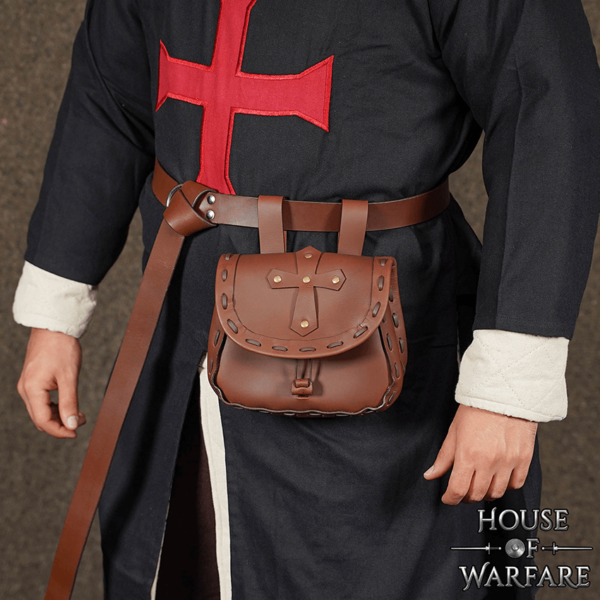 Leather Crusader Cross Belt Bag - Brown