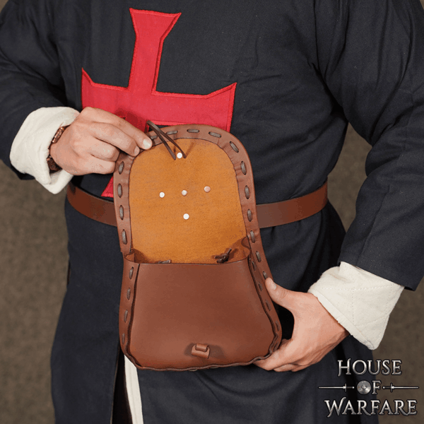 Leather Crusader Cross Belt Bag - Brown