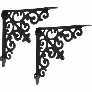 Hand Forged Iron Victorian Scrollwork Shelf Brackets - Set of 2