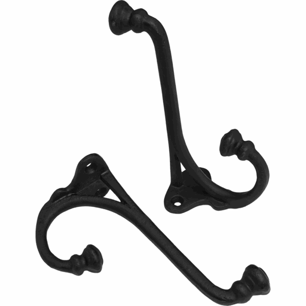 Rustic Cast Iron Wall Hooks - Set of 2