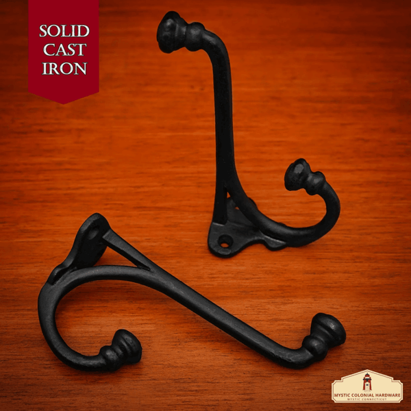 Rustic Cast Iron Wall Hooks - Set of 2