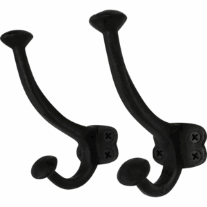 Vintage Style Cast Iron Wall Hooks - Set of 2