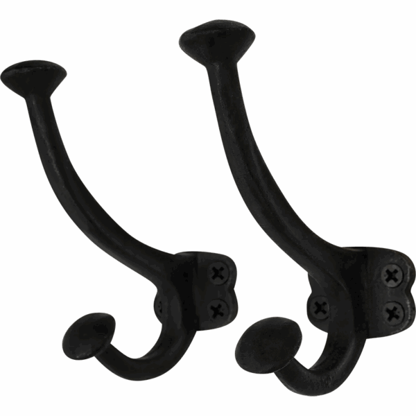 Vintage Style Cast Iron Wall Hooks - Set of 2