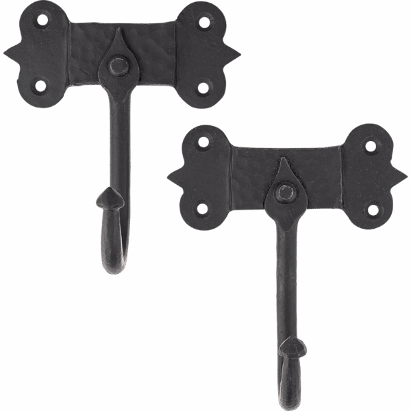 Rustic Cast Iron Wall Hook - Set of 2