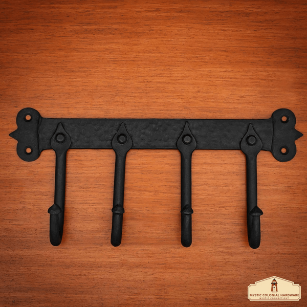 Rustic Cast Iron Wall Hook - 4 Hooks