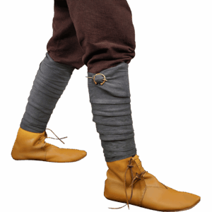 Canvas Viking Leg Wraps with Brooches - Grey