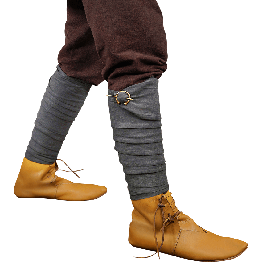 Canvas Viking Leg Wraps with Brooches Grey