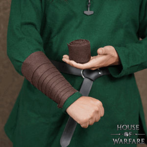 Woolen Arm Wraps with Brooches - Brown
