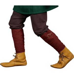 Woolen Leg Wraps with Brooches - Dark Red