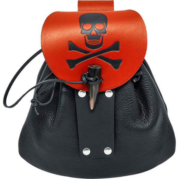 Skull and Crossbones Pirate Belt Bag - Black and Red