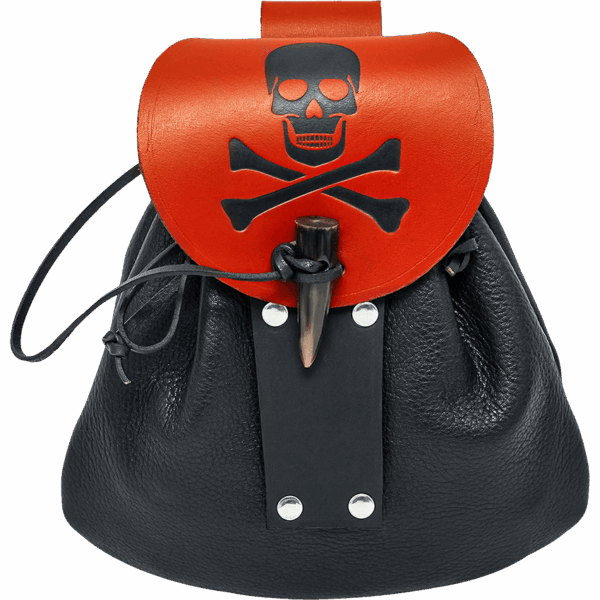 Skull and Crossbones Pirate Belt Bag - Black and Red