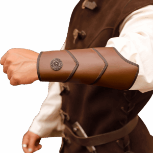 Svend Northern Warrior Leather Bracers - Brown