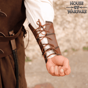 Svend Northern Warrior Leather Bracers - Brown