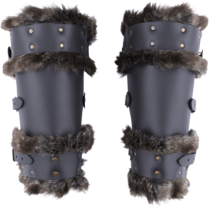 Bjorn Fur Trim Leather Greaves - Black