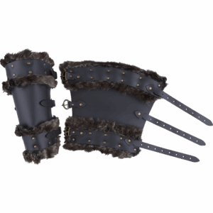 Bjorn Fur Trim Leather Greaves - Black